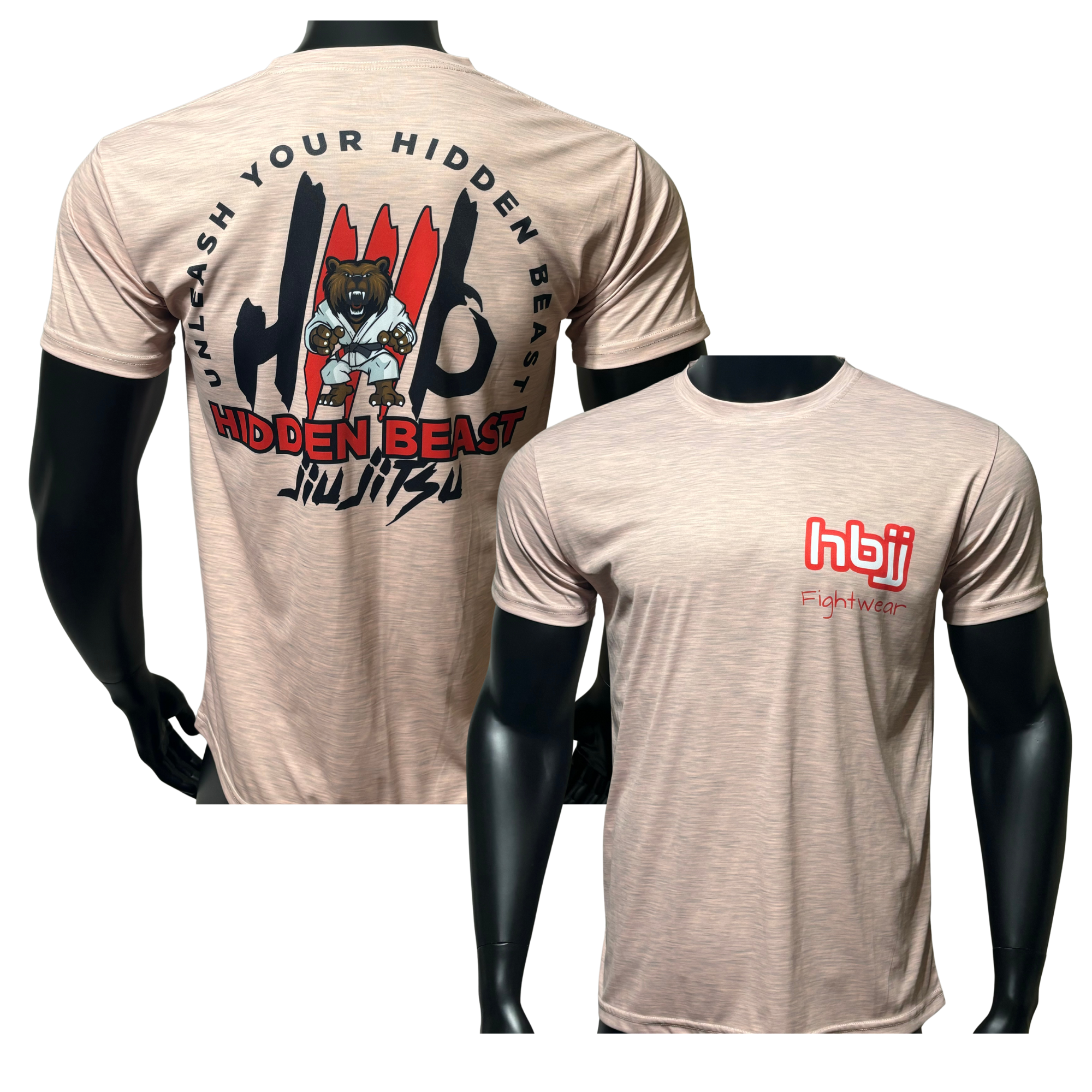 HBJJ Fightwear Beige Dry Fit Short Sleeve T-Shirt (runs small so one size up recommended)