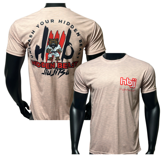 HBJJ Fightwear Beige Dry Fit Short Sleeve T-Shirt