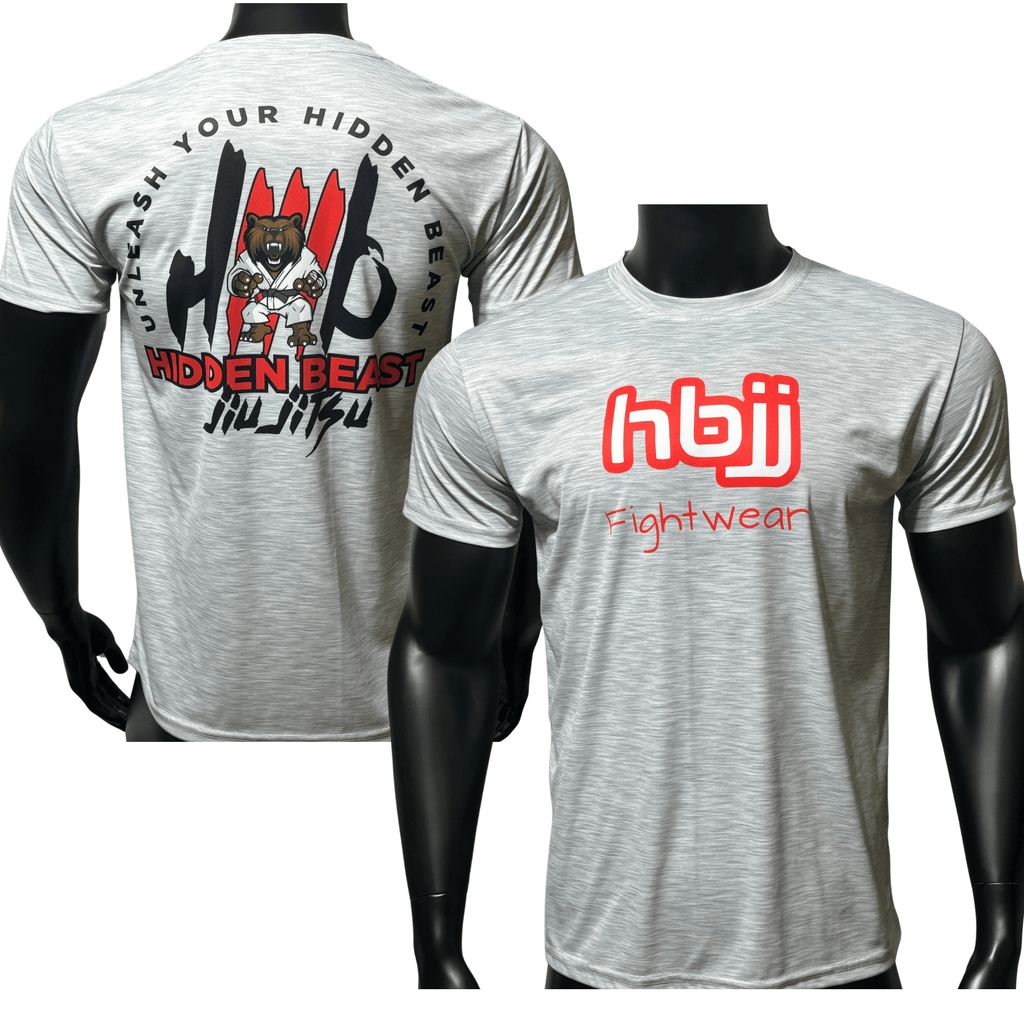 HBJJ Fightwear Gray Dry Fit Short Sleeve T-Shirt (runs small so one size up recommended)