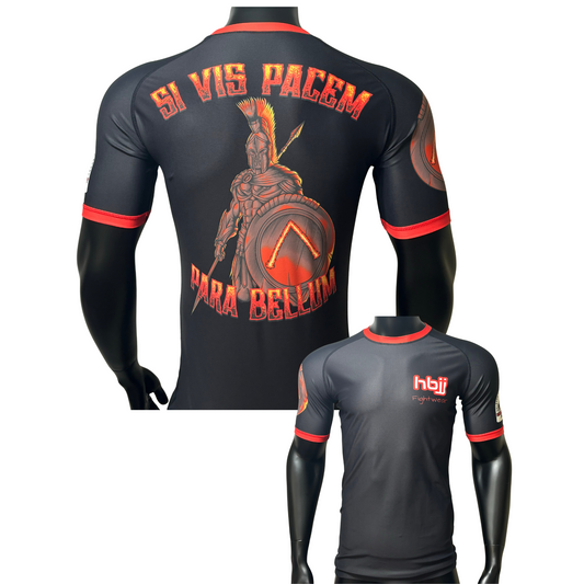 HBJJ Fightwear Spartan Peace and War Short Sleeve Rash Guard